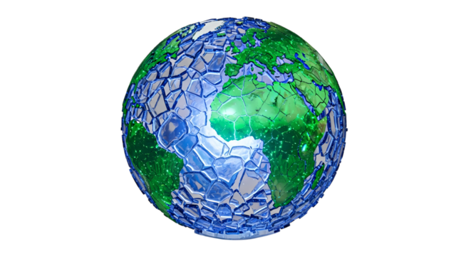 Textured Earth Globe on transparent background
