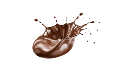 Luscious chocolate liquid splash, dynamically frozen in a captivating swirl of rich brown, showcasing creamy texture and vibrant motion against a pristine backdrop