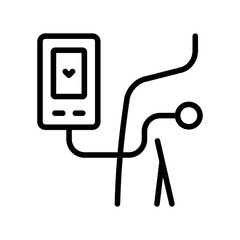 Ecg Screen Vector Outline Icon. Portable ECG Monitor. Dynamic ECG System. Digital Heart Rate Analyzer and Recorder System. Medical symbol isolated on white background.