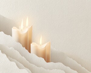 Elegant Candlelight on Textured Paper Background - Serene and Minimalist Design