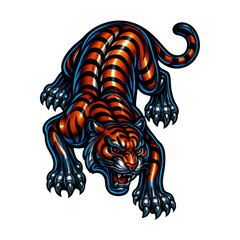 Naklejka na ściany i meble PNG Fierce illustrated tiger design.