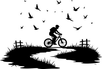 Fototapeta premium silhouette of a man riding a bicycle