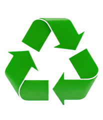Obraz premium A green recycling symbol on a white background.