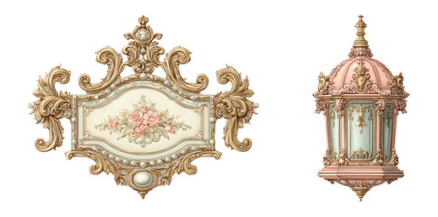 Elegant Vintage Frame and Lantern Design with Intricate Detailing