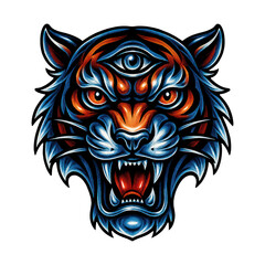 Fototapeta premium PNG Fierce mystical tiger illustration