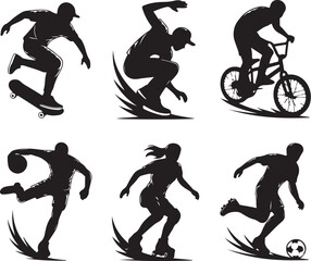 Fototapeta premium Dynamic athletes in action diverse sports silhouettes