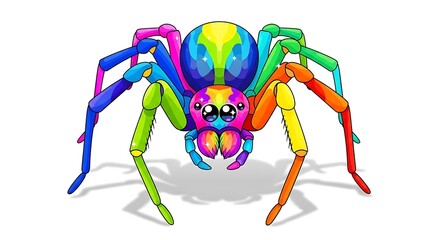 Fototapeta premium Colorful Spider Illustration - Vibrant Arachnid with Rainbow Hues and Detailed Design.