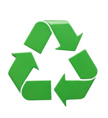 Obraz premium A green recycling symbol on a white background.