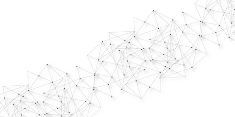Technology abstract white digital background of connected dot with black line .many squares and rectangle shapes .Internet connection network high digital technology with connecting points and