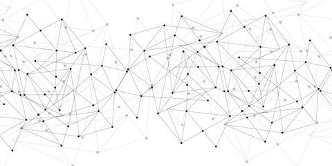 Technology abstract white digital background of connected dot with black line .many squares and rectangle shapes .Internet connection network high digital technology with connecting points and