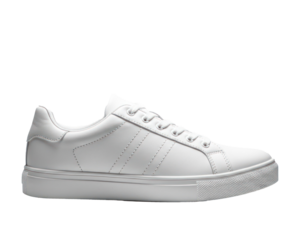 A white sneaker on a plain background.
