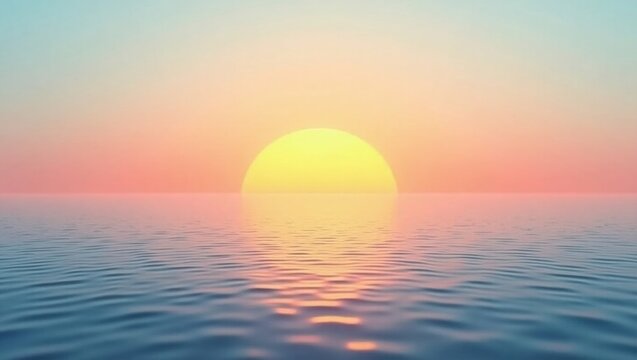 Sun setting over calm ocean with pastel sky sunset