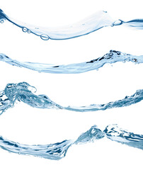 Set of transparent water waves isolated on transparent background