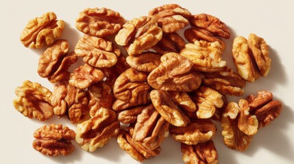 Obraz premium A pile of walnuts on a white surface