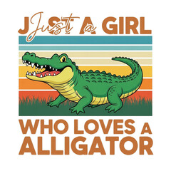 Just a girl who loves alligator isolated on transparent background