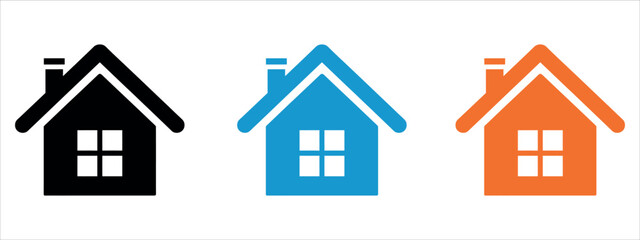 Set of colorful Home icon vector illustration. Graphic representing house, real estate, property, and simple shelter concepts.