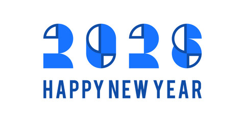 2026 new year greetings with blue numbers on a white background