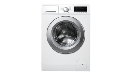 High-quality washing machine PNGs featuring modern front-load and top-load designs, metallic finishes, and realistic appliance details — perfect for home appliance ads, electronics catalogs, laundry r