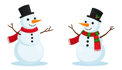  Festive snowman duo with creative variations, isolated on transparent background