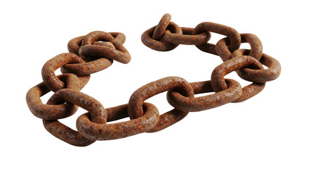 Fototapeta premium A large, rusted chain with a white background.