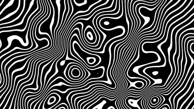 Hypnotic Morphing Black and White Liquid Lines in a Seamless Abstract Wave Animation. Stock Footage