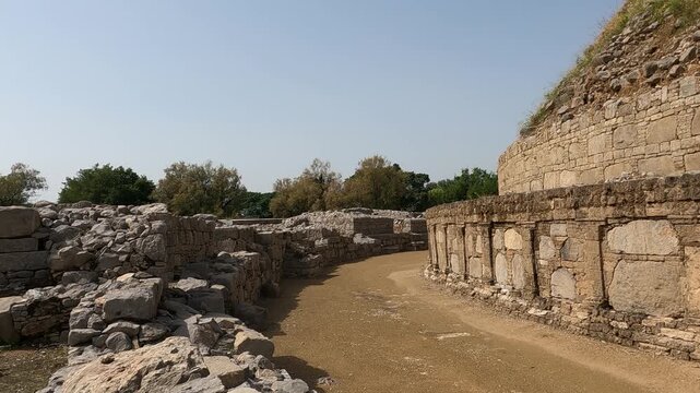 Dharmarajika Stupa silent alley surrounding ancient Buddhist site reflecting peace and Gandhara heritage in Taxila Pakistan