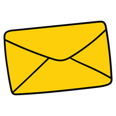 Hand-drawn cartoon yellow closed envelope on a white background.