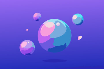 3d holographic spheres floating motion blur background illustration