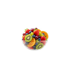 Fresh fruit salad bowl isolated on transparent background