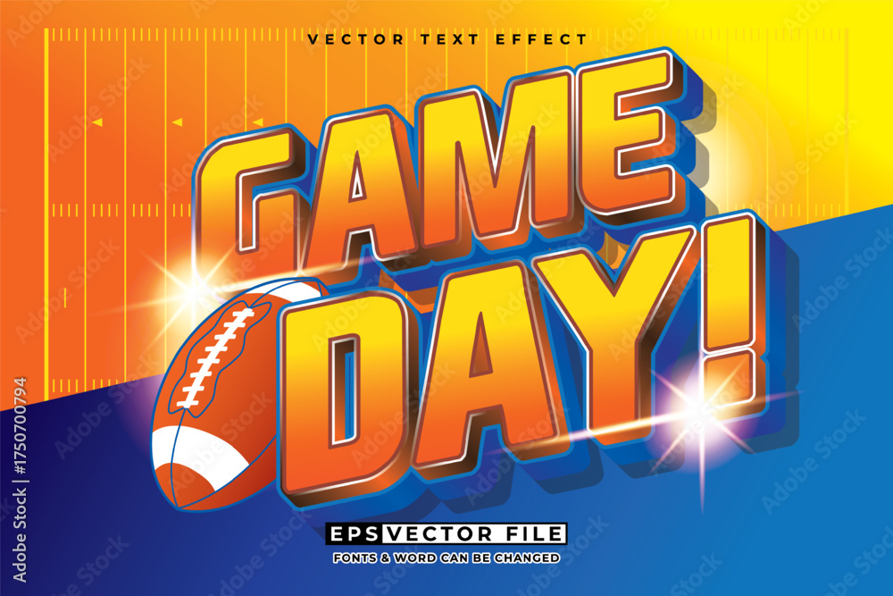 Canvas Prints american football typography editable text effect 3d style. game day text effect sport vector templa