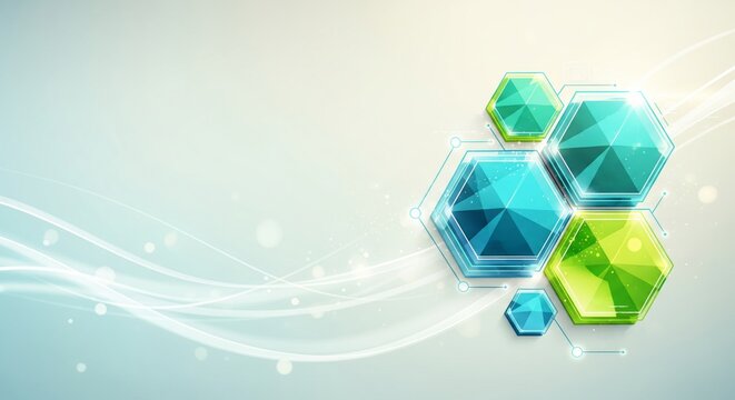 Abstract Hexagon Technology Background — Blue & Green Network