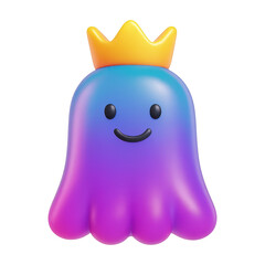 Obraz premium PNG Cute ghost with royal crown.
