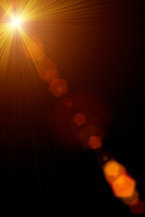 Abstract Natural Sun flare on the black