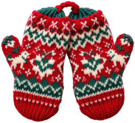 A christmas mitten pair with festive patterns cozy atmosphere apparel indoor close-up holiday spirit