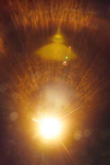 Abstract Natural Sun flare on the black