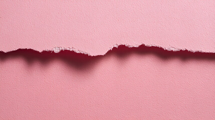 Edge of tear smooth clean pale pink paper isolated for scrapbooking