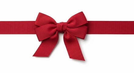 Fototapeta premium Horizontal Red Ribbon with Decorative Bow — Holiday Header