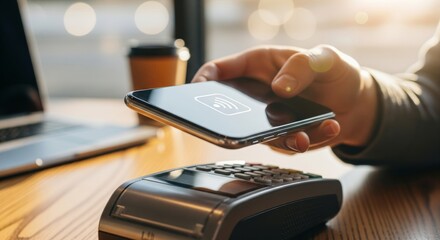 NFC Mobile Payment Close-Up — Smartphone and Card Reader