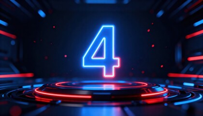 Countdown to Action: The number 4, bathed in the vibrant glow of neon, stands as a futuristic countdown element, ready to ignite excitement and anticipation.