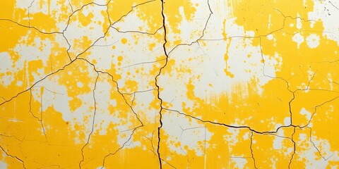 Fototapeta premium Distressed yellow and white grunge texture, faded paint effect, cracked surface, rustic, style