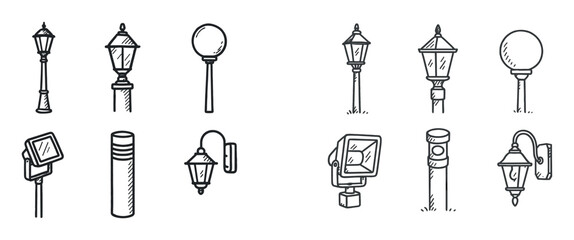 Hand-Drawn Streetlight Icons
