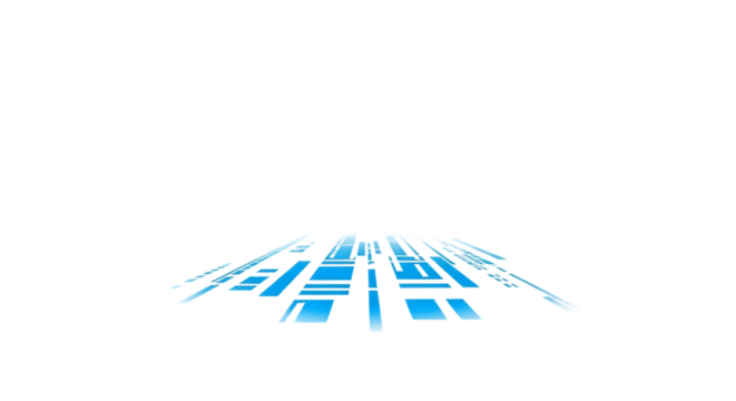 Abstract futuristic glowing blue and white geometric shapes on a dark background with motion blur effect