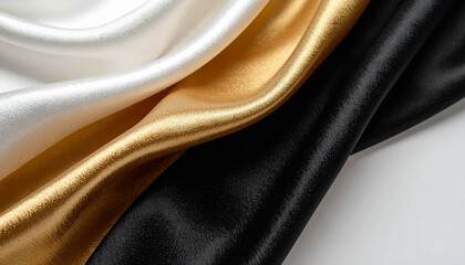 Black, white, and gold colored fabric background