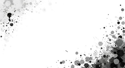 Abstract black and white ink splatter texture with organic shapes and dynamic paint splashes