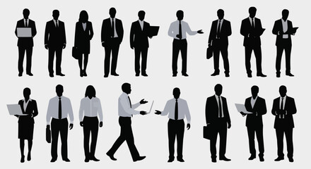 Silhouettes of Business Professionals in Various Poses.