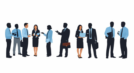 Set of diverse business people figures standing and communicating.