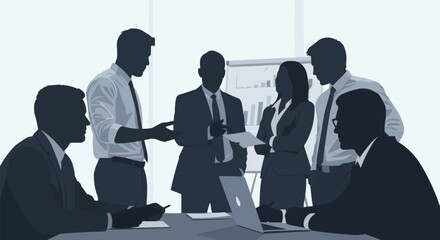 Business professionals collaborating in a meeting setting.