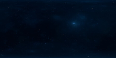 360 degree space nebula. Giant interstellar cloud with stars, equirectangular projection, environment map. Spherical panorama. 3D rendering, Fractal image