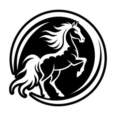 Glyph style icon showing a stallion face
