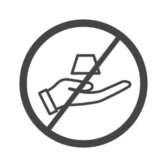Forbidden sign with one gold bars in hand icon